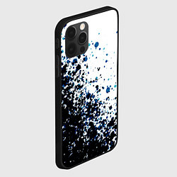 Чехол для iPhone 12 Pro Чёрно-белый с синими кляксами, цвет: 3D-черный — фото 2