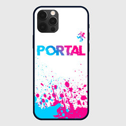 Чехол для iPhone 12 Pro Portal neon gradient style посередине, цвет: 3D-черный