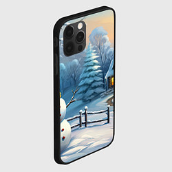 Чехол для iPhone 12 Pro Новый год и снеговик, цвет: 3D-черный — фото 2