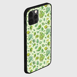 Чехол для iPhone 12 Pro Акварельные листья с узором, цвет: 3D-черный — фото 2