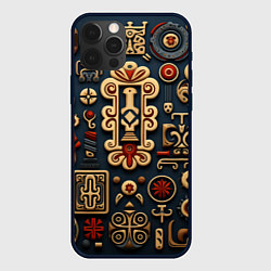 Чехол для iPhone 12 Pro Абстрактный паттерн в славянском стиле, цвет: 3D-черный
