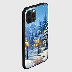 Чехол для iPhone 12 Pro Новогодний зимний городок, цвет: 3D-черный — фото 2