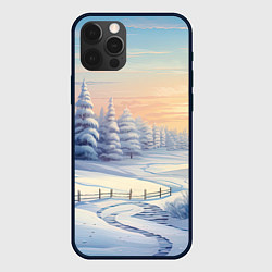 Чехол для iPhone 12 Pro Новый год зимняя природа, цвет: 3D-черный