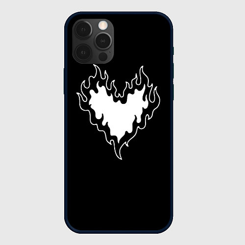 Чехол iPhone 12 Pro Burning heart / 3D-Черный – фото 1