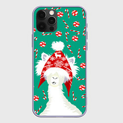 Чехол для iPhone 12 Pro Лама - альпака с леденцами, цвет: 3D-светло-сиреневый