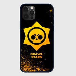 Чехол для iPhone 12 Pro Brawl Stars - gold gradient, цвет: 3D-черный