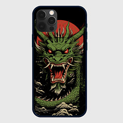 Чехол для iPhone 12 Pro Зеленый дракон с открытой пастью, цвет: 3D-черный