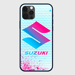 Чехол для iPhone 12 Pro Suzuki neon gradient style, цвет: 3D-черный