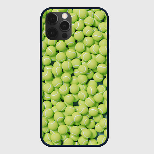 Чехол iPhone 12 Pro Много теннисных мячей / 3D-Черный – фото 1