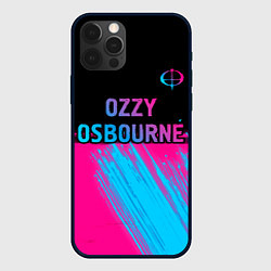 Чехол для iPhone 12 Pro Ozzy Osbourne - neon gradient посередине, цвет: 3D-черный