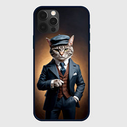 Чехол для iPhone 12 Pro Кот в стиле Томаса Шелби - Острые козырьки, цвет: 3D-черный