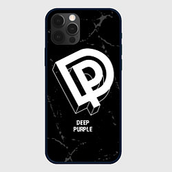 Чехол для iPhone 12 Pro Deep Purple glitch на темном фоне, цвет: 3D-черный