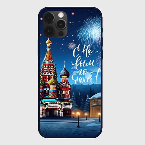 Чехол iPhone 12 Pro Москва новогодняя / 3D-Черный – фото 1