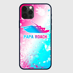 Чехол для iPhone 12 Pro Papa Roach neon gradient style, цвет: 3D-черный