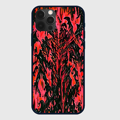 Чехол iPhone 12 Pro Демонический доспех красный / 3D-Черный – фото 1