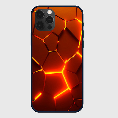 Чехол iPhone 12 Pro Плиты абстрактные огненные / 3D-Черный – фото 1
