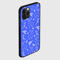 Чехол для iPhone 12 Pro Синий рождественский принт с оленями, цвет: 3D-черный — фото 2