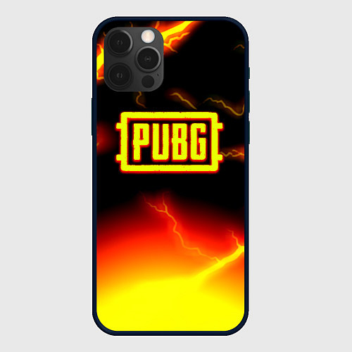 Чехол iPhone 12 Pro PUBG огненный шторм из молний / 3D-Черный – фото 1