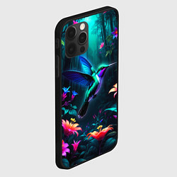 Чехол для iPhone 12 Pro Колибри в темном лесу, цвет: 3D-черный — фото 2