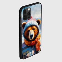 Чехол для iPhone 12 Pro Бурый медведь в зимней одежде, цвет: 3D-черный — фото 2