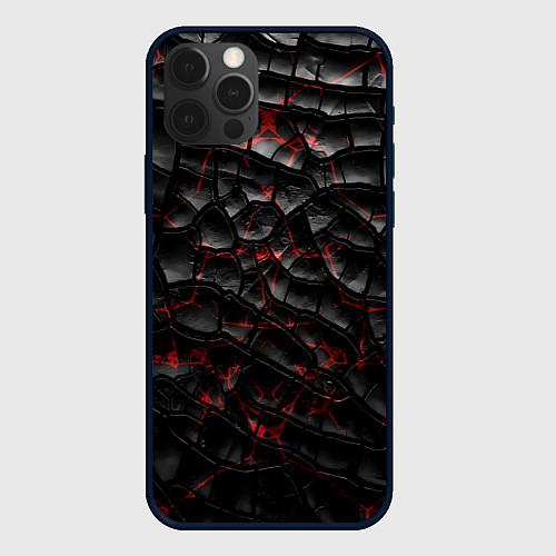 Чехол iPhone 12 Pro Трещины черные / 3D-Черный – фото 1