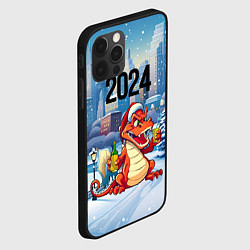 Чехол для iPhone 12 Pro Праздничный дракон с шампанским, цвет: 3D-черный — фото 2