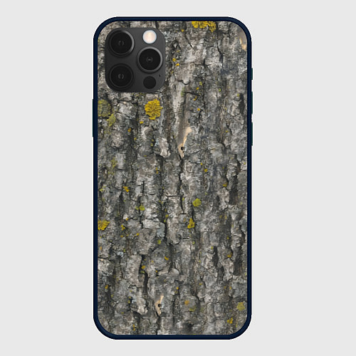 Чехол iPhone 12 Pro Узор коры дерева / 3D-Черный – фото 1