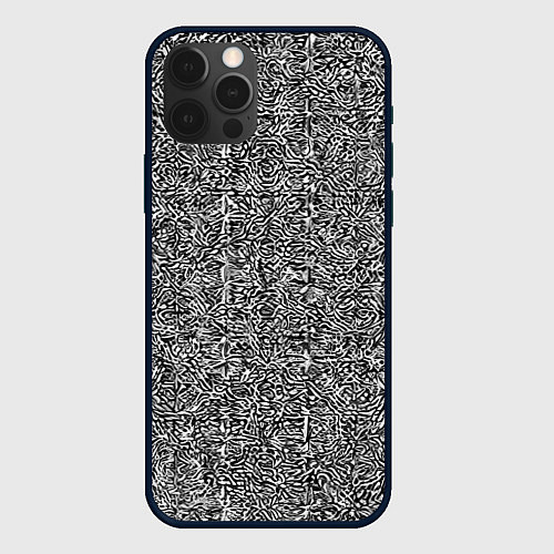 Чехол iPhone 12 Pro Чёрные и белые узоры / 3D-Черный – фото 1