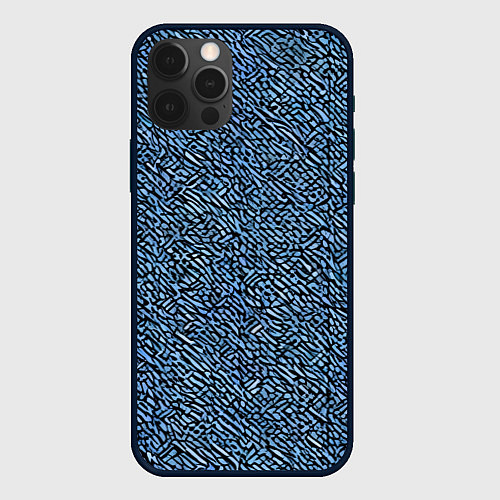 Чехол iPhone 12 Pro Чёрные и синие мазки / 3D-Черный – фото 1