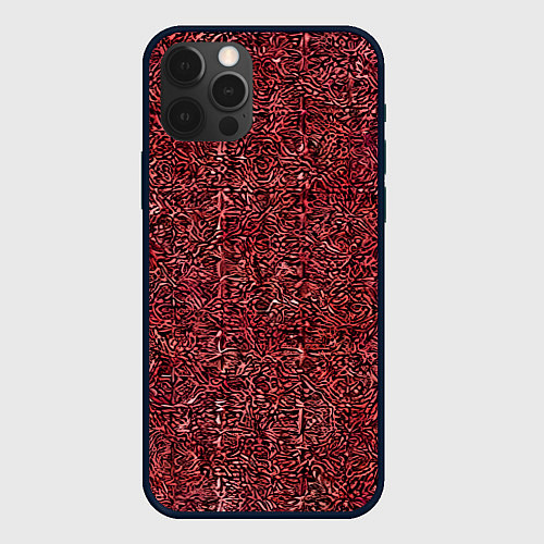 Чехол iPhone 12 Pro Чёрные и красные мазки / 3D-Черный – фото 1