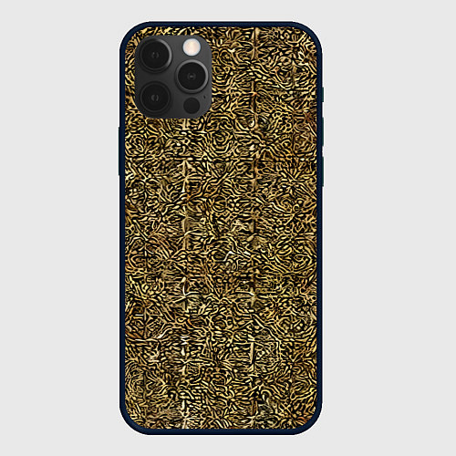 Чехол iPhone 12 Pro Чёрные и жёлтые мазки / 3D-Черный – фото 1