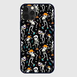 Чехол для iPhone 12 Pro Танцующие скелеты на вечеринке, цвет: 3D-черный