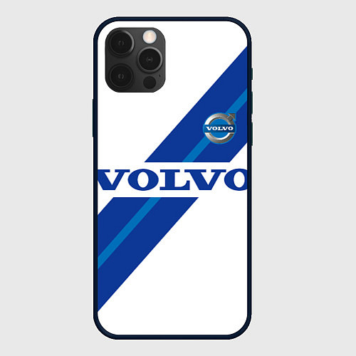 Чехол iPhone 12 Pro Volvo - white and blue / 3D-Черный – фото 1
