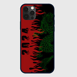 Чехол для iPhone 12 Pro Зеленый дракон - 2024, цвет: 3D-черный