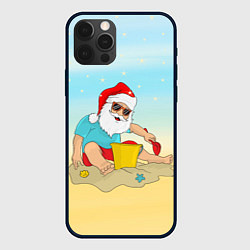 Чехол для iPhone 12 Pro Дед Мороз на море, цвет: 3D-черный
