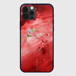 Чехол для iPhone 12 Pro Красный мрамор, цвет: 3D-черный