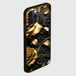 Чехол для iPhone 12 Pro Металлические розы золотые и черные, цвет: 3D-черный — фото 2