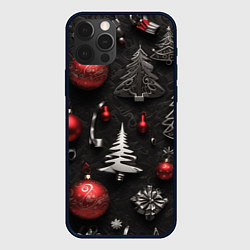 Чехол для iPhone 12 Pro Новогодние игрушки елочные, цвет: 3D-черный