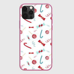 Чехол для iPhone 12 Pro Новогодние конфетки и подарки, цвет: 3D-малиновый