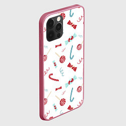 Чехол для iPhone 12 Pro Новогодние конфетки и подарки, цвет: 3D-малиновый — фото 2