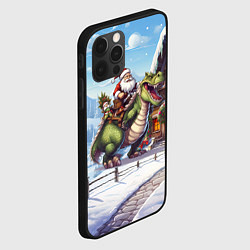 Чехол для iPhone 12 Pro Санта на драконе 2024, цвет: 3D-черный — фото 2