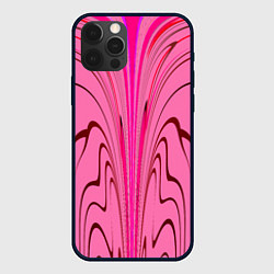 Чехол для iPhone 12 Pro Плавные линии на розовом фоне, цвет: 3D-черный