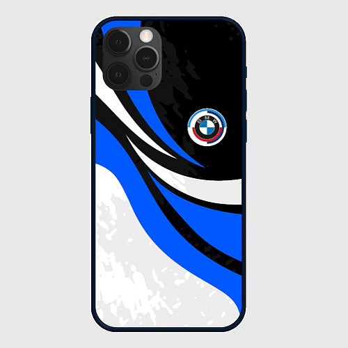 Чехол iPhone 12 Pro BMW - синяя абстракция / 3D-Черный – фото 1