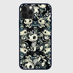 Чехол для iPhone 12 Pro Патерн милых драконов и ёлок, цвет: 3D-черный