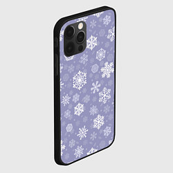 Чехол для iPhone 12 Pro Снежинки на васильковом, цвет: 3D-черный — фото 2