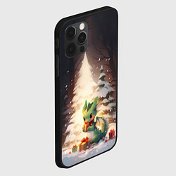 Чехол для iPhone 12 Pro Чиби-дракон под ёлкой с подарками, цвет: 3D-черный — фото 2