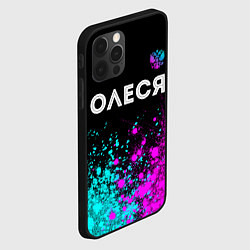 Чехол для iPhone 12 Pro Олеся и неоновый герб России посередине, цвет: 3D-черный — фото 2