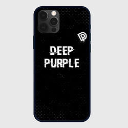 Чехол для iPhone 12 Pro Deep Purple glitch на темном фоне посередине, цвет: 3D-черный