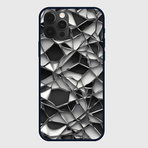 Чехол iPhone 12 Pro Чёрно-белая сетка / 3D-Черный – фото 1