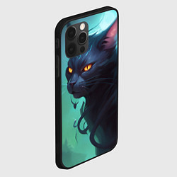 Чехол для iPhone 12 Pro Демонический котик черный - big picture, цвет: 3D-черный — фото 2